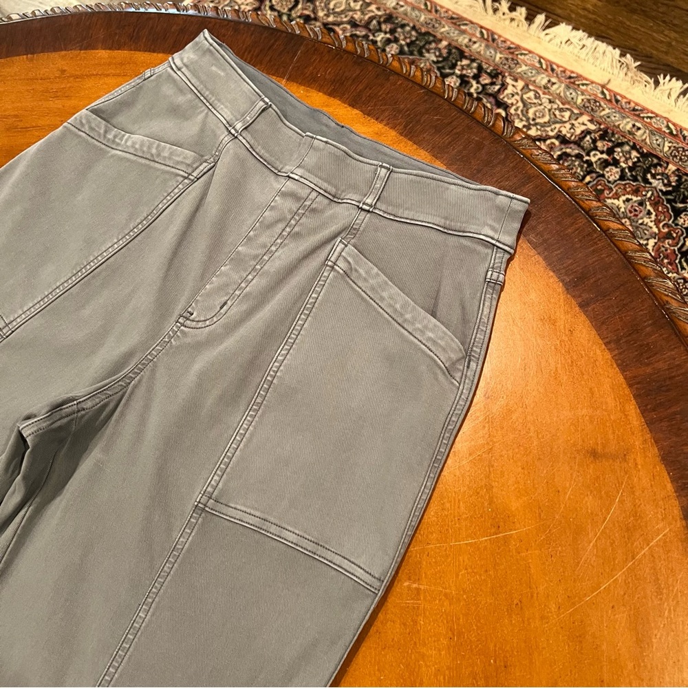 SPANX Stretch Twill Straight Leg Pant Hazy Blue Gray Large Pull On Relaxed - Picture 10 of 16